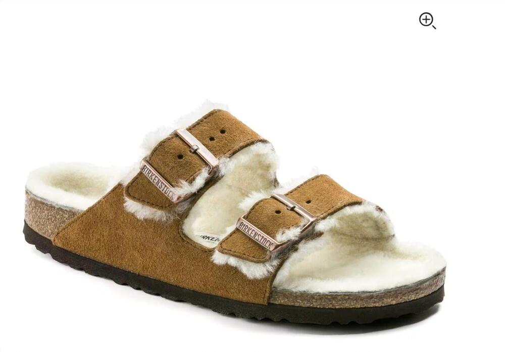 NEW BIRKENSTOCK women's arizona shearling sandals in mink